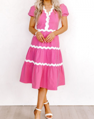 Naiselik roosa midi-pikkusega kleit (S)